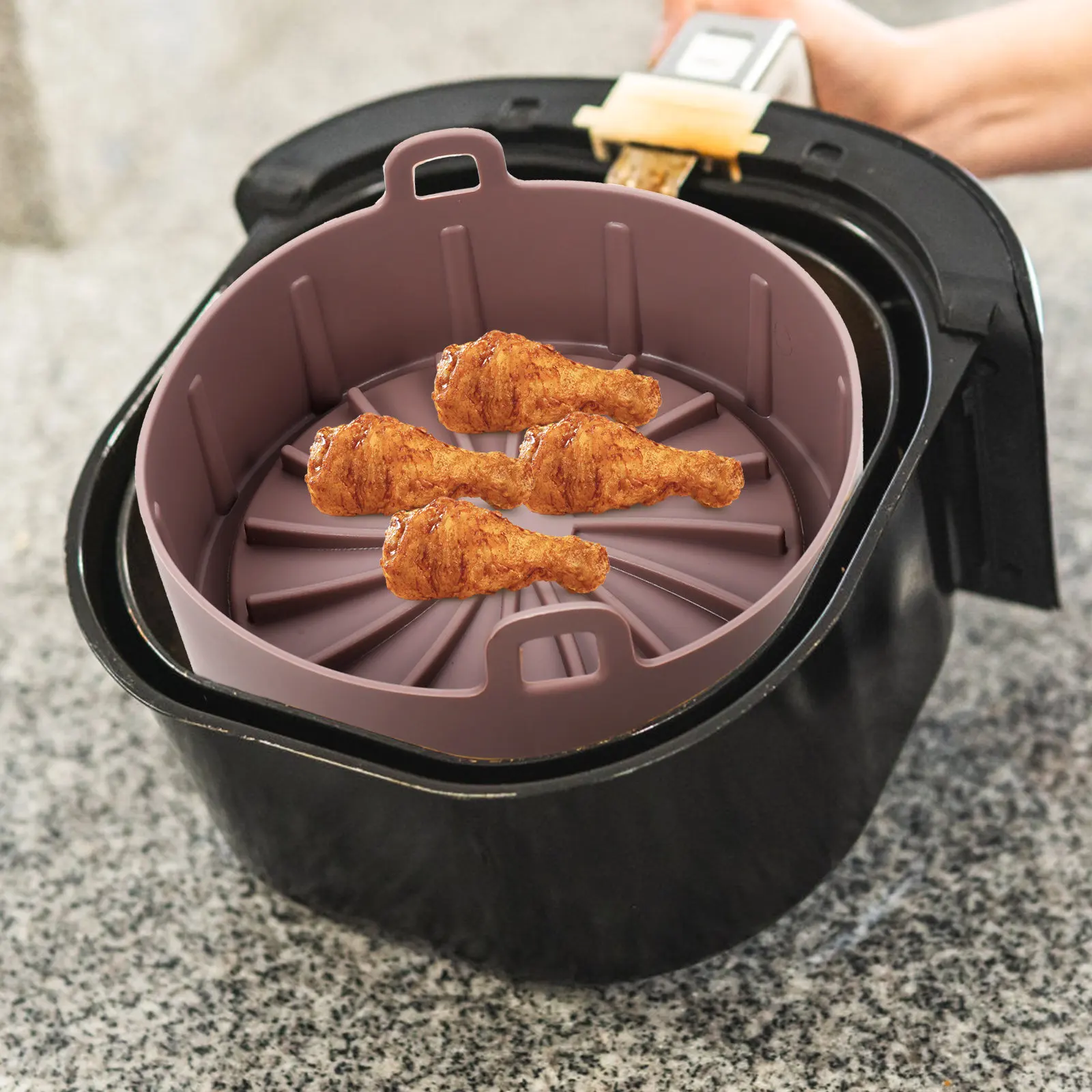 Forro de Silicone Reutilizável Premium de Grau Alimentício para Fritadeira de Ar, Antiaderente, Fácil de Limpar, Tapete de Cozimento, Acessório para F
