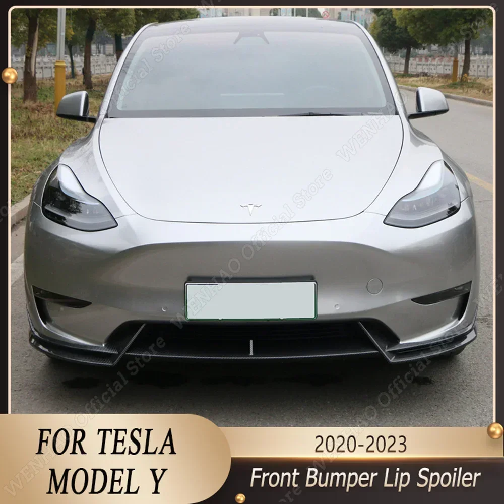 Car Front Bumper Lip Body Kit Spoiler Splitters Diffuser Trim Cover For Tesla Model Y 2020 2021 2022 2023 Tuning Accessories