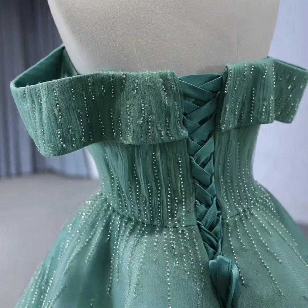 Luxury Strapless Off-Shoulder Evening Dress With Lace-Up Back And Pearls Customizable Abendkleider For Women