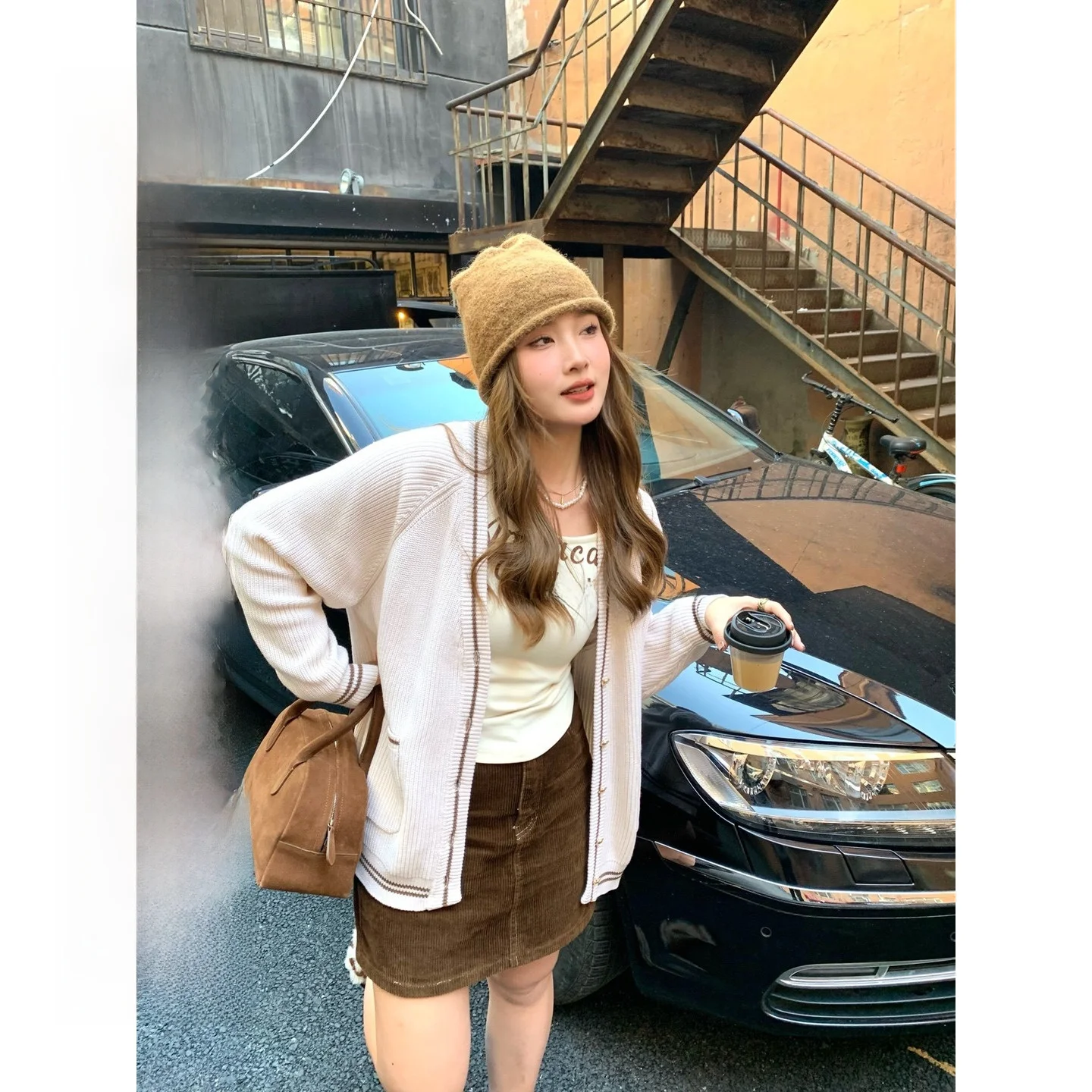 

Berlin Diary Color Blo V-Ne Knitted Open Cardigan Women's Jaet Sli Autumn Outerwear Faionable Ladies' ort Coat