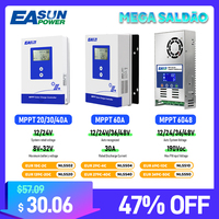 EASUN Controller 60A 40A 30A 20A MPPT Solar Charge Controller 12V 24V Battery Charger Regulator Short Circuit Protection
