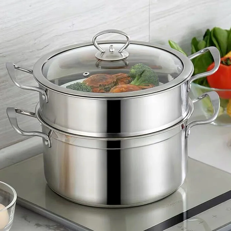 Universal Steamer Boilers Stainless Steel Household Couscous Cooking Pot Rice Noodle Roll Cooking Pots Big Cooking Soup Pot