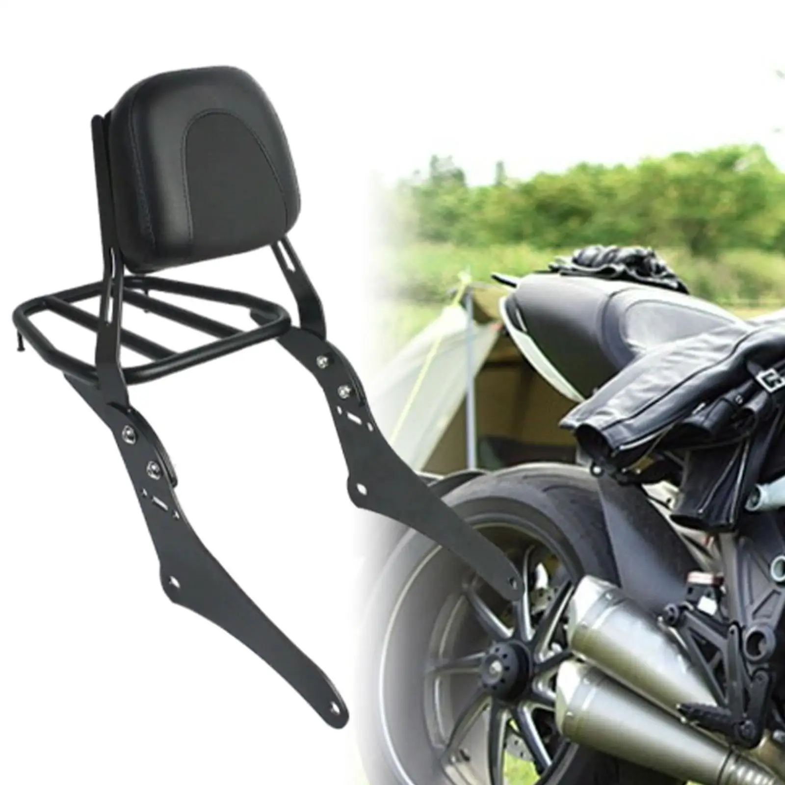 Motorcycle Sissy Bar Detachable Detach Sissy Bar Backrest with Luggage Rack Sturdy Passenger Backrest Rear Pad for cm300