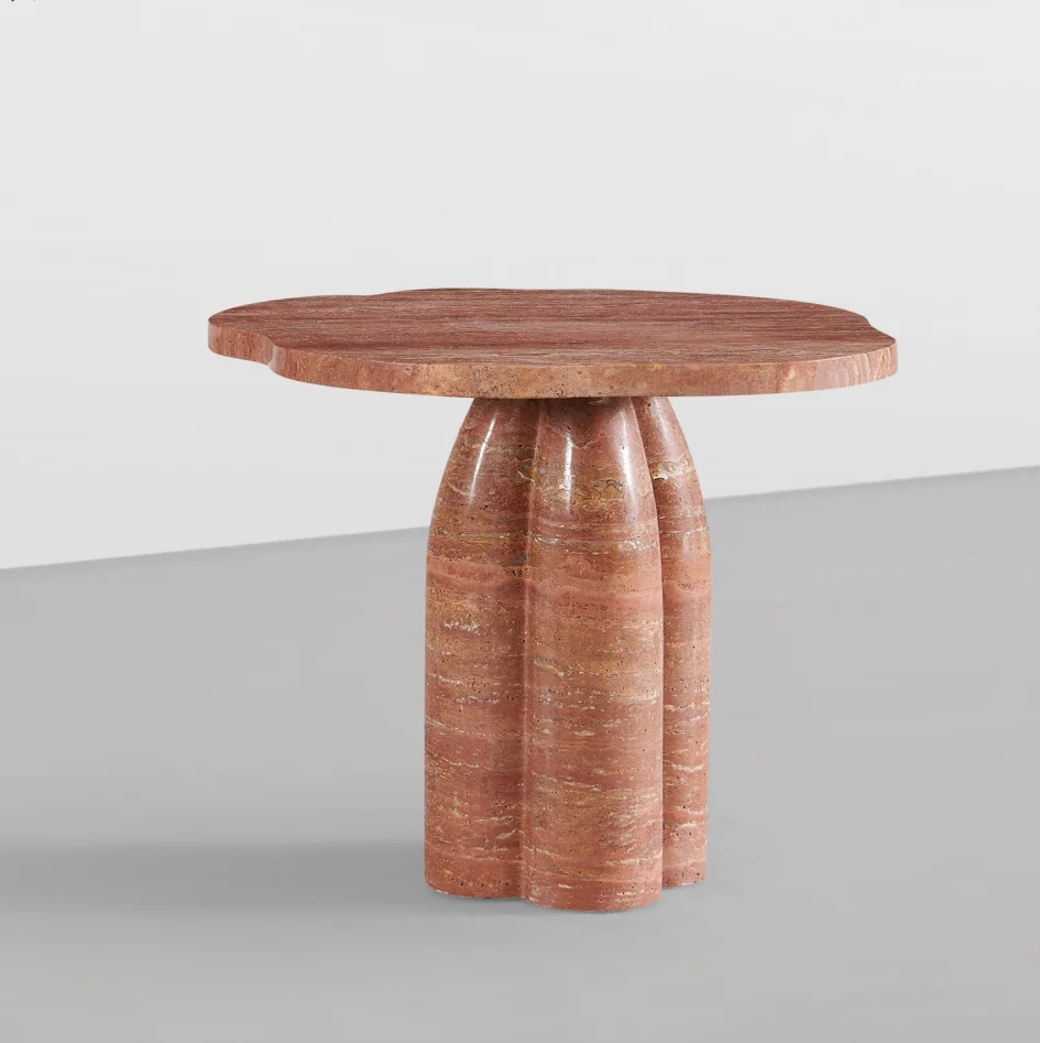 

Круглый стол из натурального мрамора JC Custom Stone Furniture, кораллово-красный мрамор с высокой текстурой.
