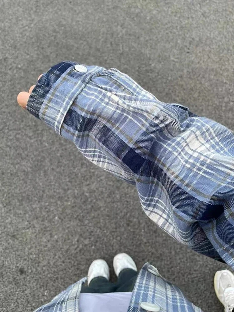 

Blue Plaid Long Sve Casual irt Men's Summer Thin Lazy Design Sun Protection Outerwear Polyester/Nylon Cosite Fiber