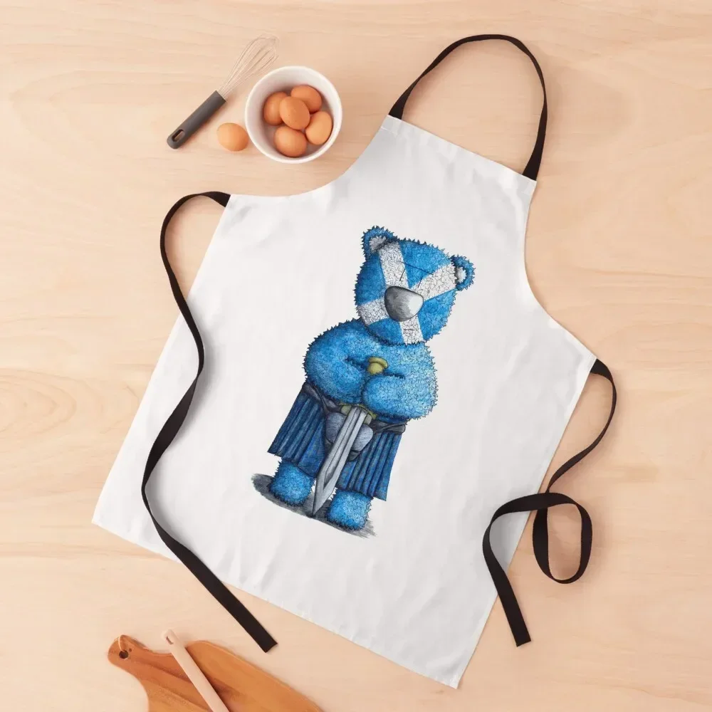 

Scottish Bear in a Kilt Apron chef for man Cute Kitchen Customizable Waiter Uniforms Apron