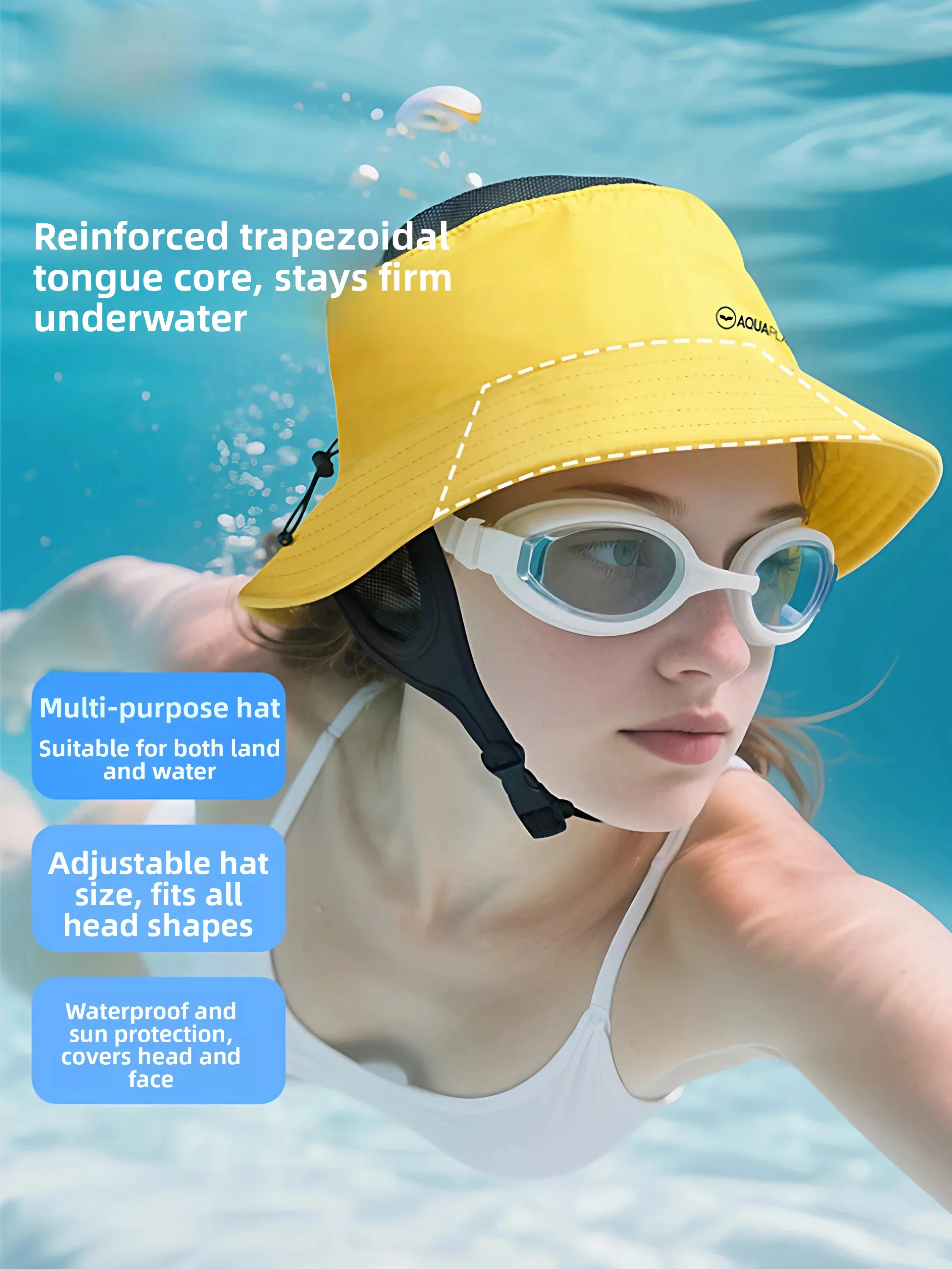 PADI Collaborative Edition Men's Large Circumference Surfing Hat Sun Protection Scuba Diving Cap Swimming Equipment Beach Hat