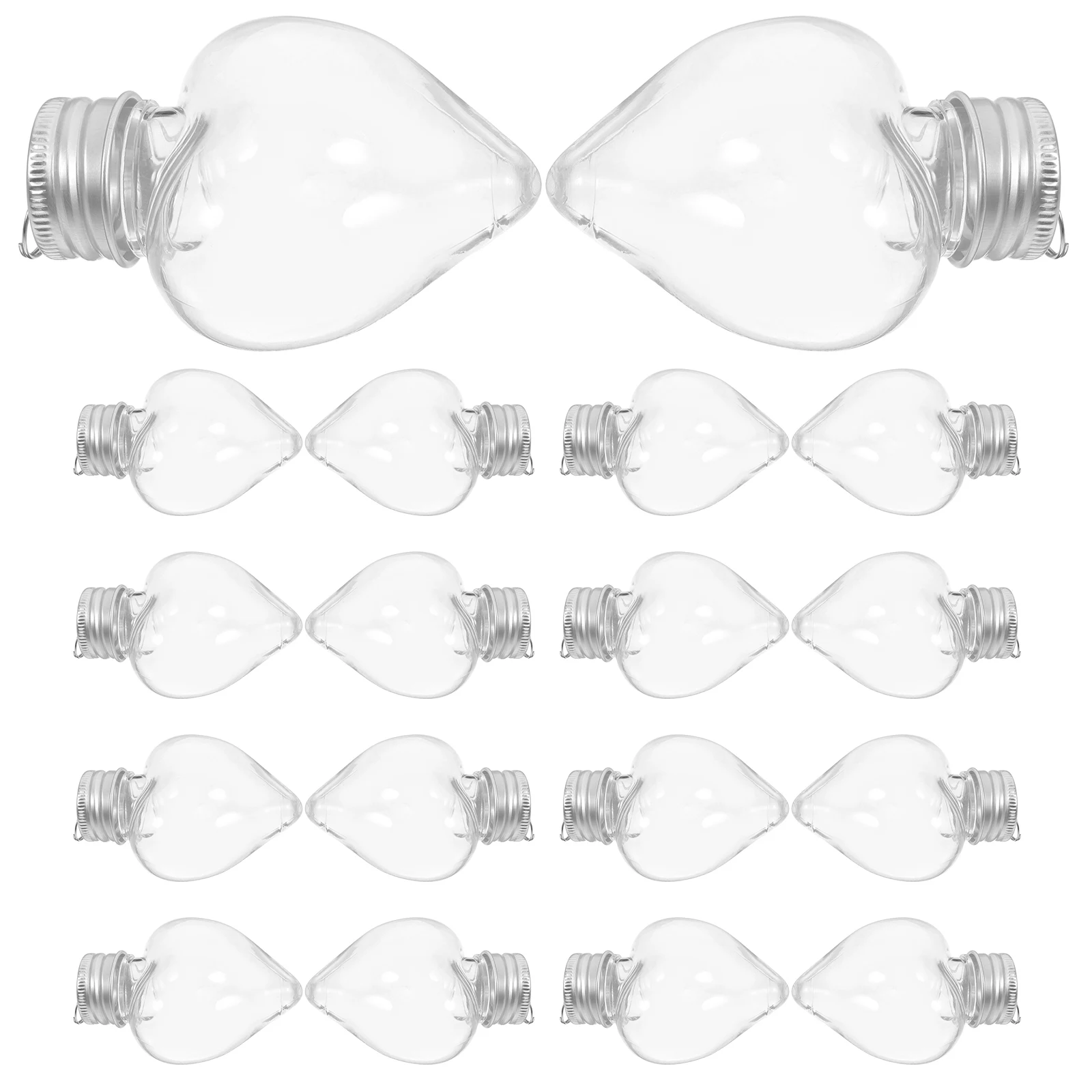 

20pcs Fillable Heart Shaped Plastic Bottles Clear Craft Baubles For Christmas Tree Decor Wedding Party Diy Ornament Balls 50Ml