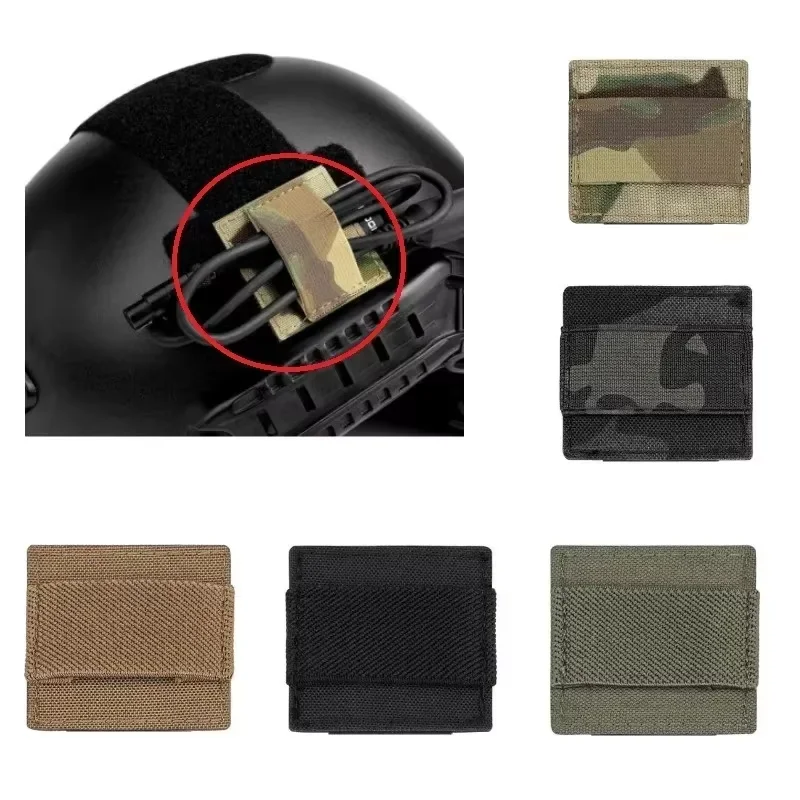 Tactical Headphone Intercom Cable Take-Up Strap Elastic Organizer Headset Wire Harness Hook Loop Sticker helmet sticker