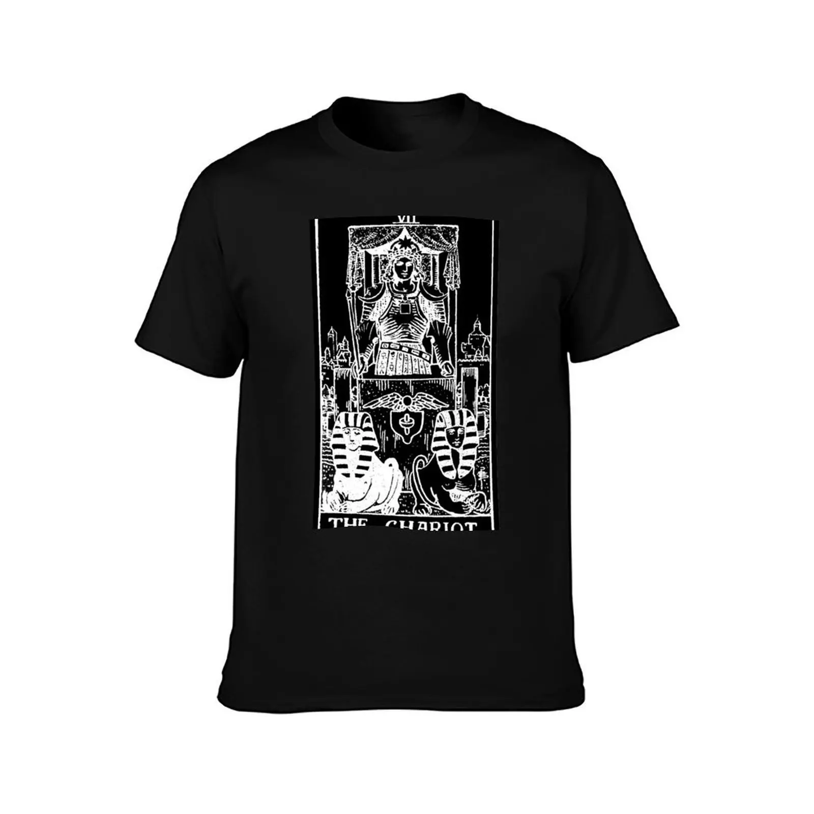 VII. The Chariot Tarot Card | Obsidian and Pearl T-Shirt Summer Casual Cotton Tee Oversized Streetwear Tops Unisex Men Women