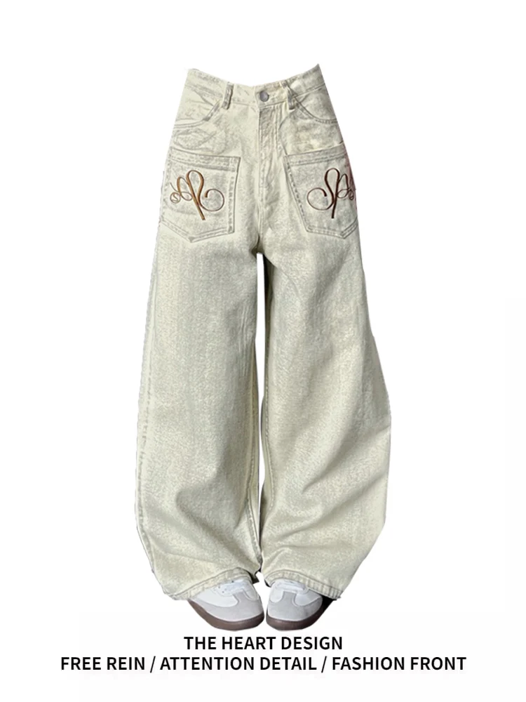 

Свободные женские джинсы American Sle, широкие брюки с высокой талией, износостойкие, прочные, защищенные, винтажные морские