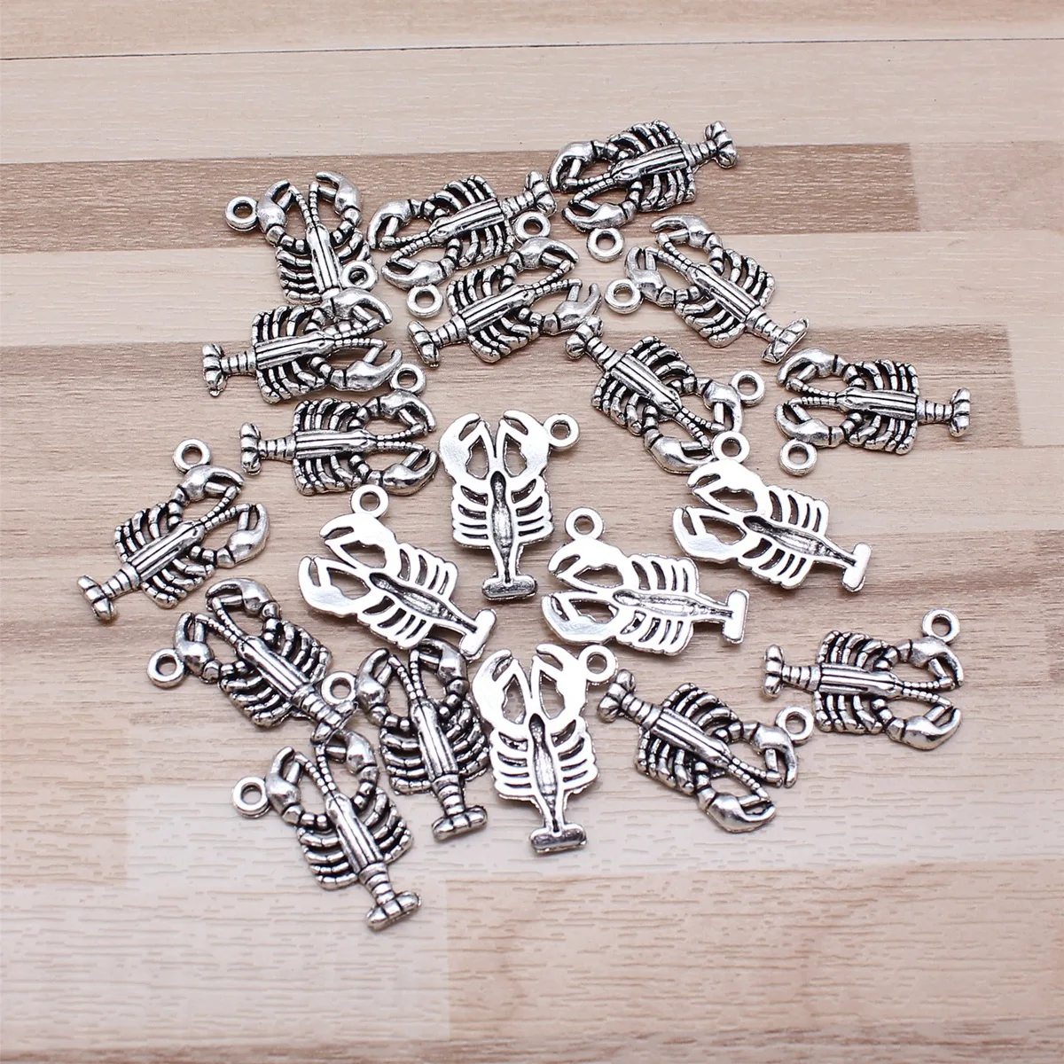 IFOCUS 20pcs/Lot Shrimp Charms For DIY Jewelry Making Zinc Alloy 21x15mm/0.83x0.59inch