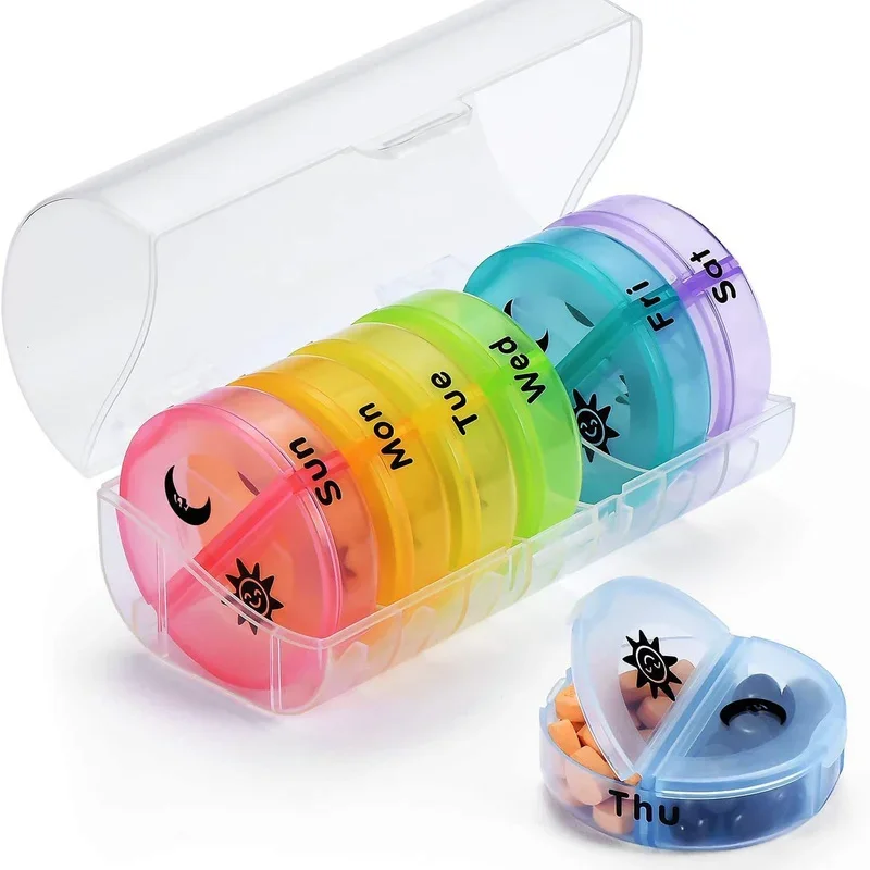 7 Days Daily Pill Box for Medicine French Holder Drug Case Weekly Pill Organizer Tablet Container Waterproof Secret Compartments