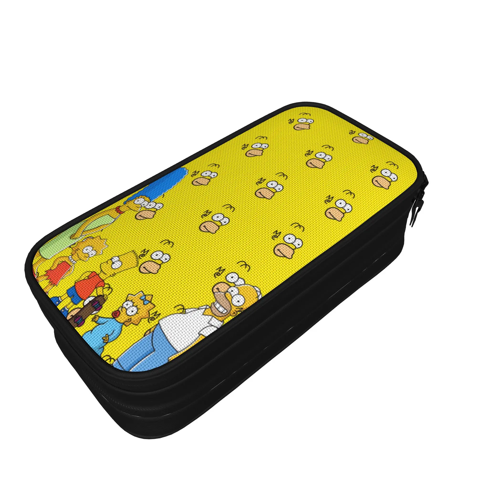 Funny S-Simpsons Homer Face Repeat Pattern Pencil Case Pencil Box Kids Fashion Large Capacity School Pencil Cases Stationery