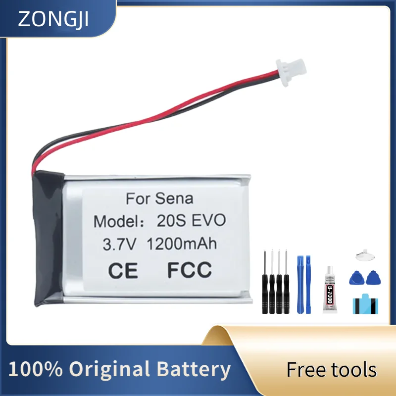 

Новая совместимая батарея ZONGJI для Bluetooth-гарнитуры Sena 20S EVO 20SEVO, аккумулятор 20S EVO 1200 мАч + инструменты