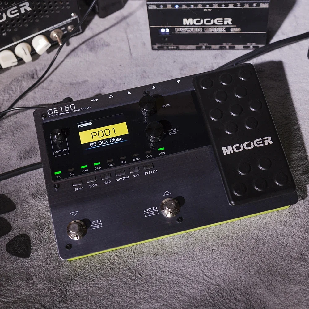 MOOER GE150 Digital Tube AMP Modelling Guitar Multi-Effects Processor Pedal 55 AMP Models 151 Effects 80s Looper 40 Drum Rhythms