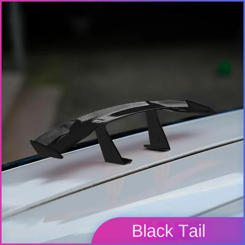 Car Mini Tail Wing Carbon Fiber Look Modified Tail Wings Simple Model Auto Rear Spoiler Decoration Car Accessories