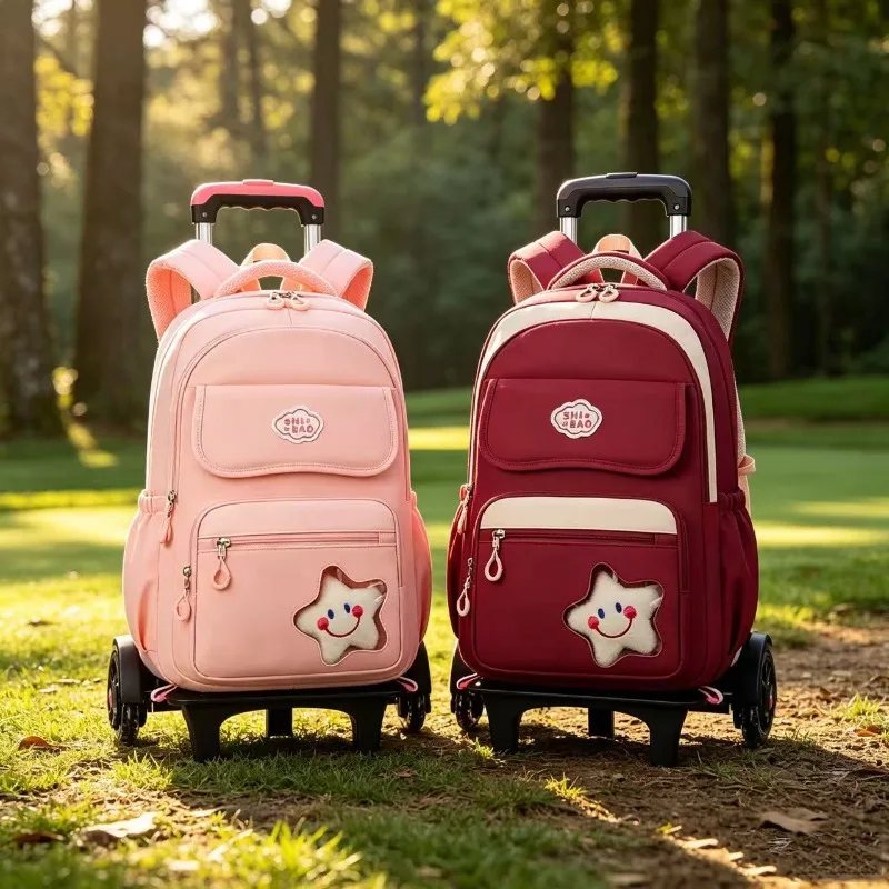 School Backpack with Wheels Trolley School Bags for Teenagers Girls Rolling Backpack Students Children School bag Book Bag