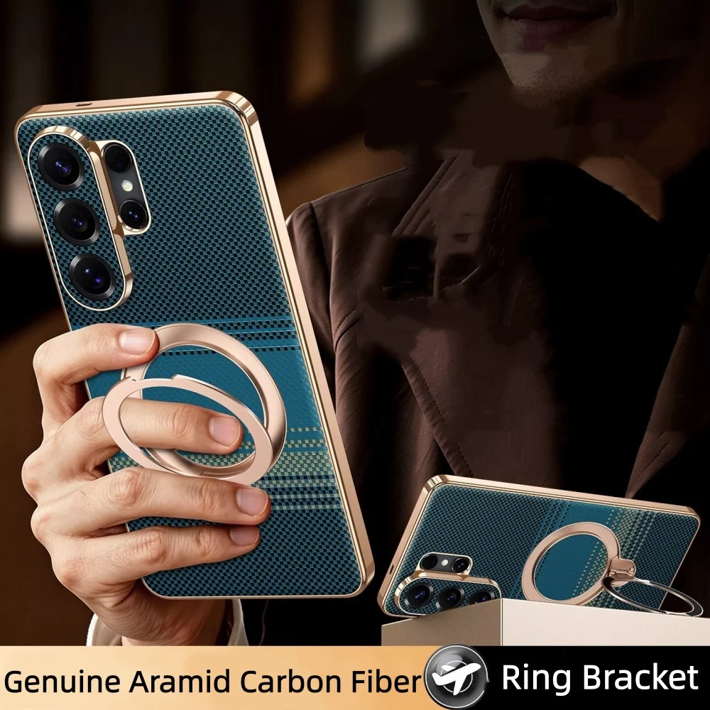 Genuine Aramid Carbon Fiber Slim Case For Samsung Galaxy S26 S26 Ultra Bracket Cover