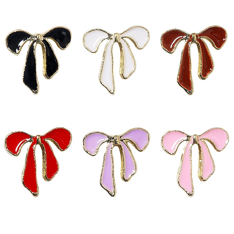 

10PCS Baked Paint 3D Alloy Nail Art Ribbon Bow Tie Charms Accessories Parts For Nails Decoration Manicure Supplies Material
