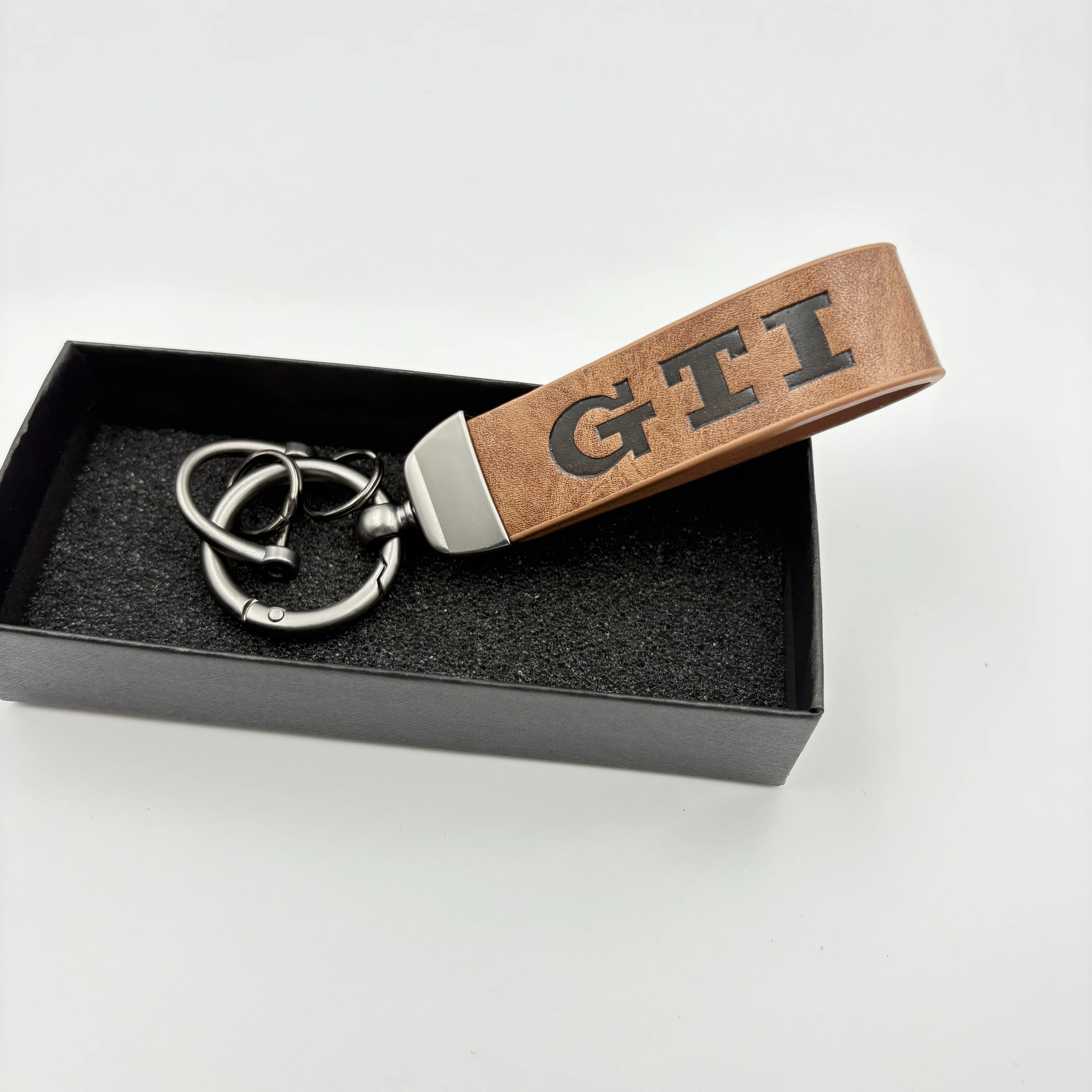 جلد طبيعي المفاتيح سيارة حلقة رئيسية GTI المفاتيح ل Volkswagen VW Golf 4 5 6 7 8 MK4 MK5 MK6 MK7 MK8 جولف gti اكسسوارات السيارات