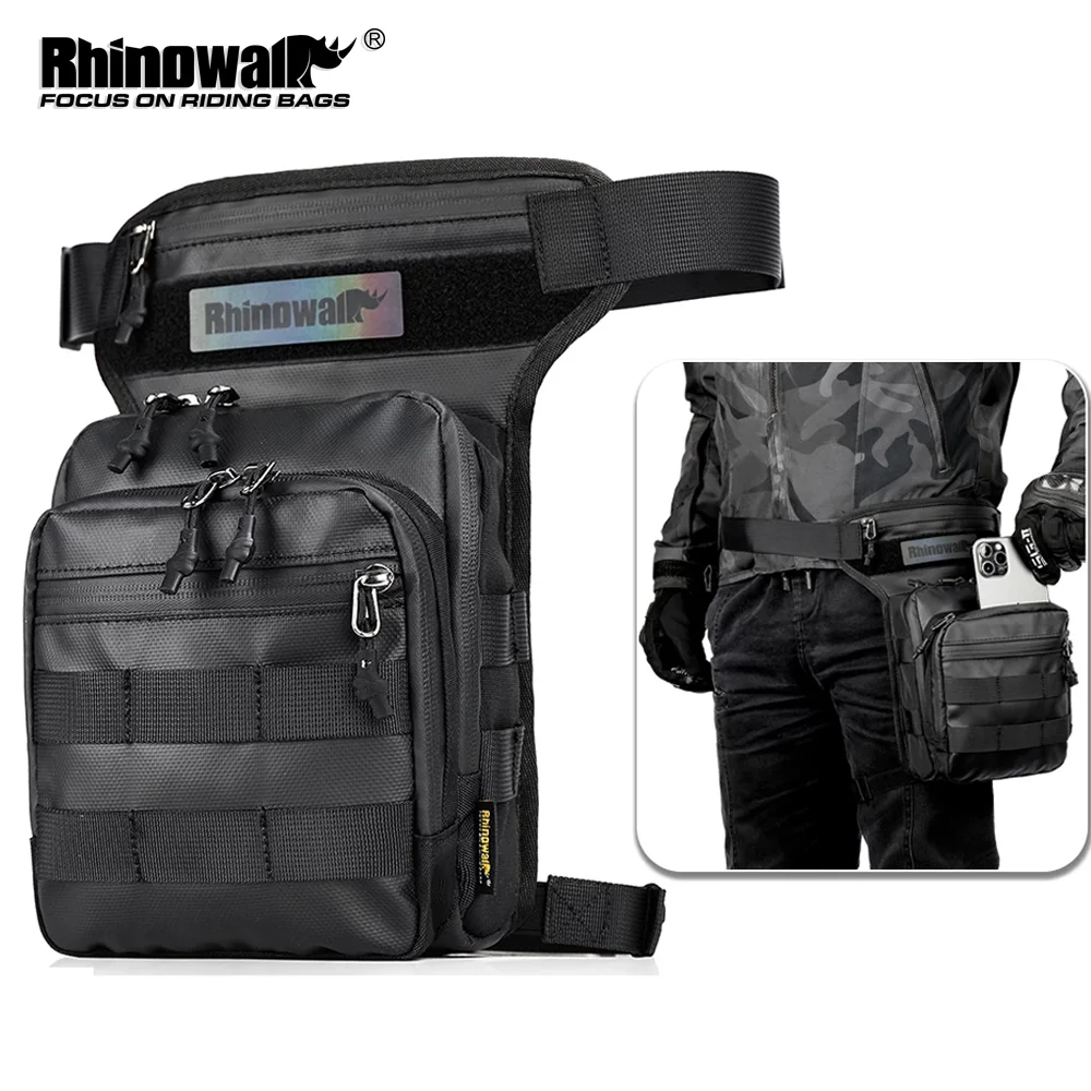 Rhinowalk 3L: ampia borsa da moto da portare alla gamba, versatile, da usare in vita o come marsupio, con tracolla removibile, custodia per telefono, ideale per moto, spostamenti quotidiani, viaggi