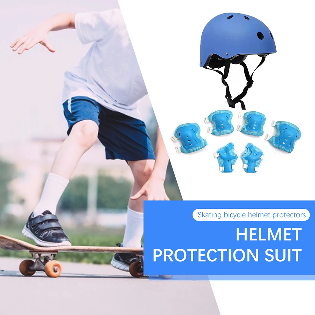 Children Cycling Protection Kneepads Safety Protection with Helmet Riding Wrist Guards Shock-absorbing 7 in 1 Sports Accessories