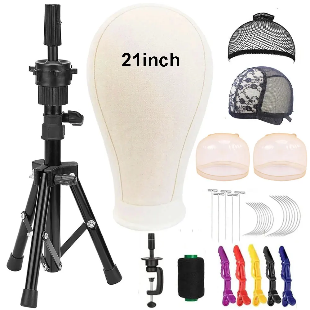 Tripod Wig Stand with Canvas Head for Styling