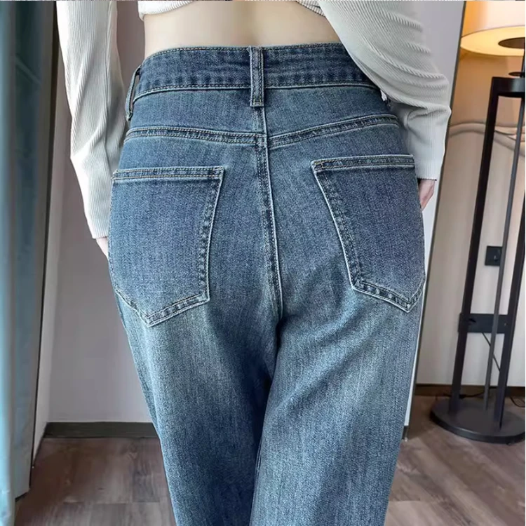 جديد ربيع الخريف بالإضافة إلى حجم العلامة التجارية الإناث النساء الفتيات شارع العليا واسعة الساق الجينز