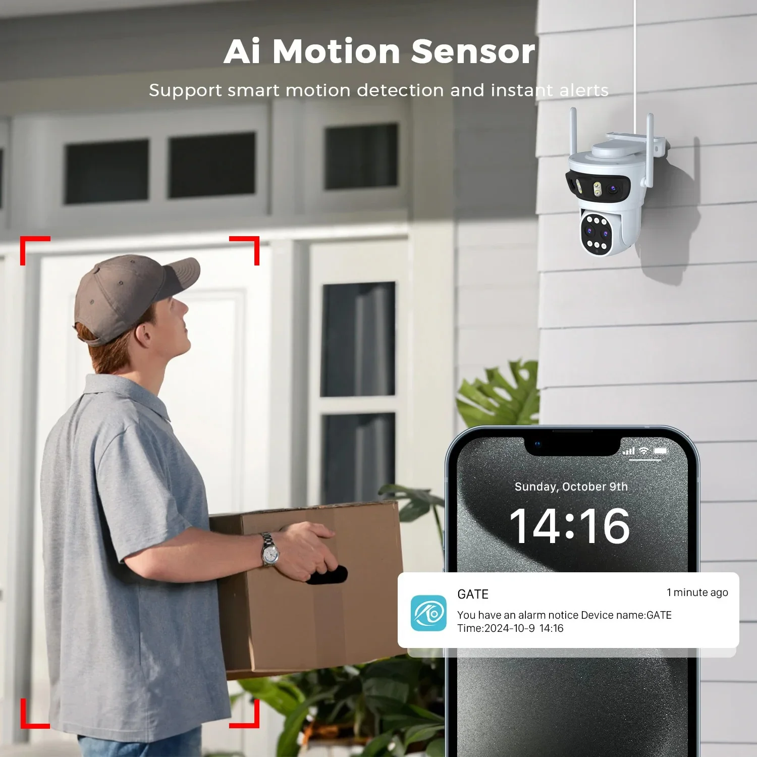 Kamera WiFi PEGATISAN 20MP IP PTZ Tiga Layar 180 °   Pelacakan Otomatis Sudut Lebar 10X Zoom Digital Perlindungan Keamanan O-Kam Pro