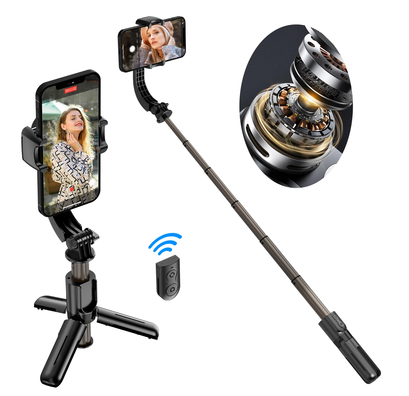 

L08MINI Stabilizer Bluetooth Wireless Tripod Selfie Stick Handheld Gimbal Cellphone Phone Stand for Xiaomi Samsung iPhone Huawei