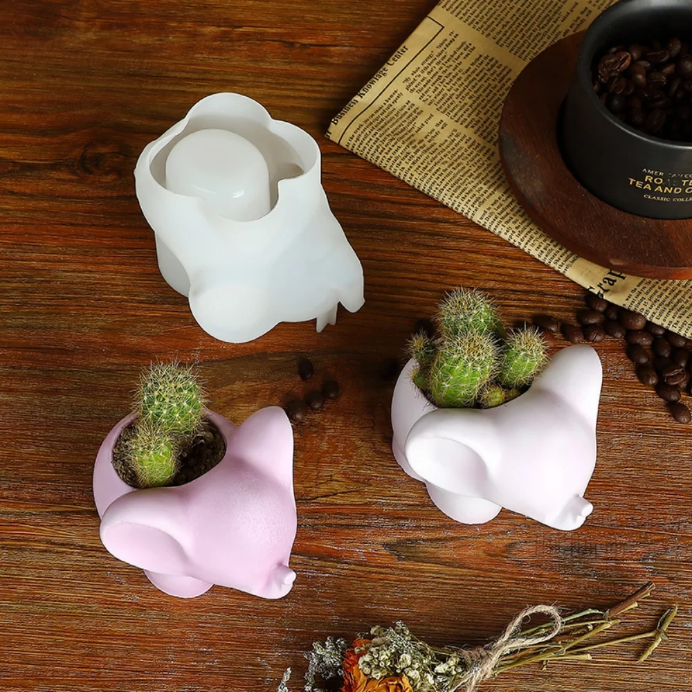 Elephant Shape Mold Flexible Plaster Silicone Mold Candle Cup Mold Multi-Purpose Flower Pot Mould For Planter Pots Diy Gifts