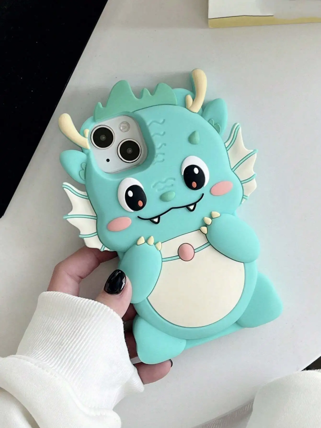1pc Soft Silicone Dragon Baby Shaped Phone Case In Light Blue Color, Compatible With   Series Kawaii