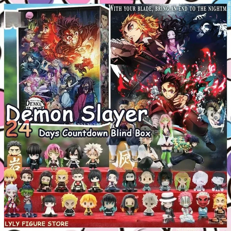IN STOCK -New 2D Demon Slayer Cartoon Action Figure Christmas Advent Calendar Countdown Anime PVC Peripheral Toy Chrimas Gifts
