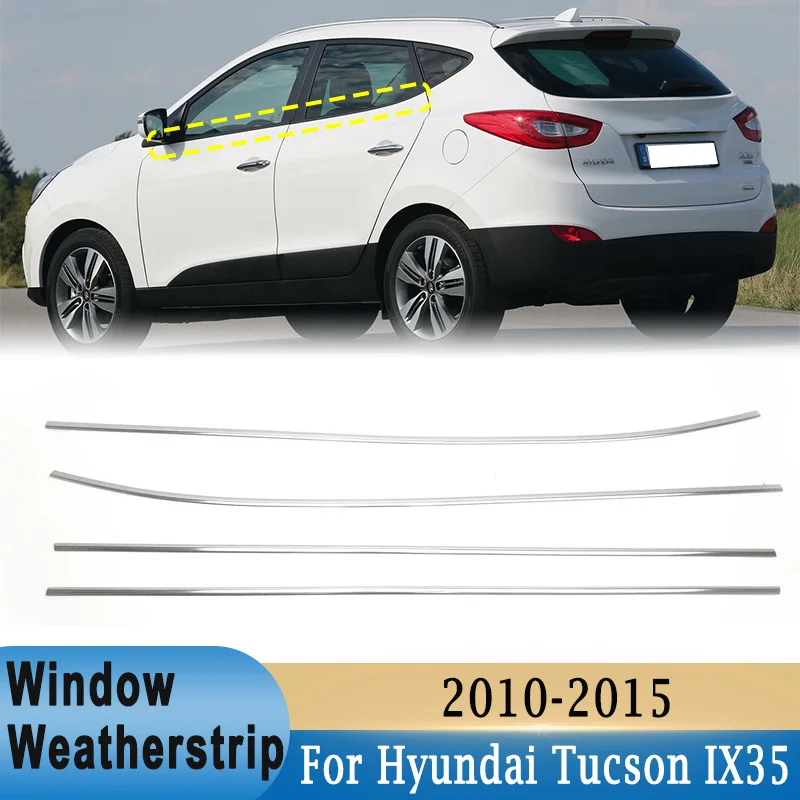 4Pcs Window Glass Weatherstrip For Hyundai Tuscon IX35 2010-2015 Door Outer Seal Belts Pressure Sealing Strip 82210-2S000