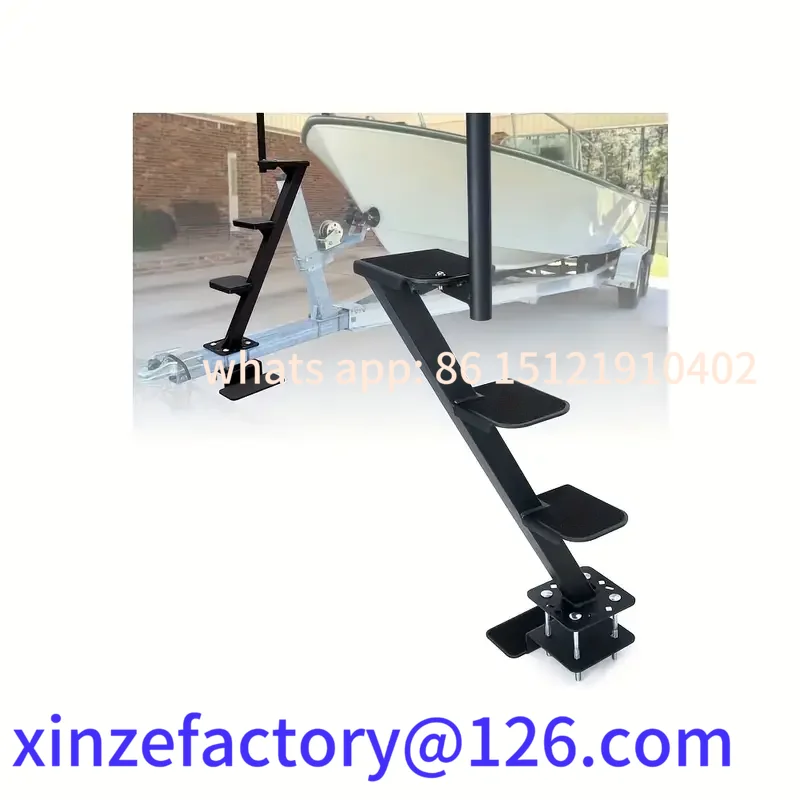 

Customizable Heavy-Duty Boat Trailer Steps with Handle, Non-Slip Surface, Universal Fit for Trailer Tongue Access