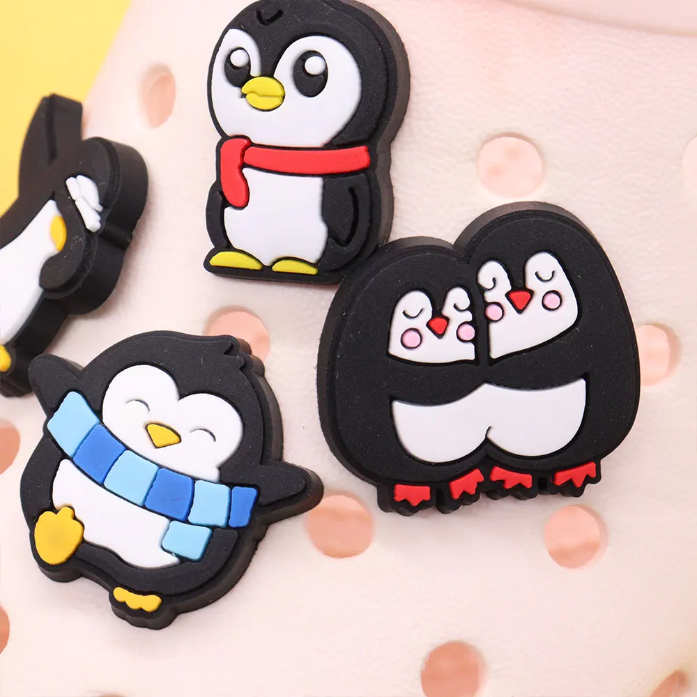 1-9Pcs Various Lovely Penguins PVC Shoe Buckle Charms Animals Slipper Decorations DIY Children Birthday Gift