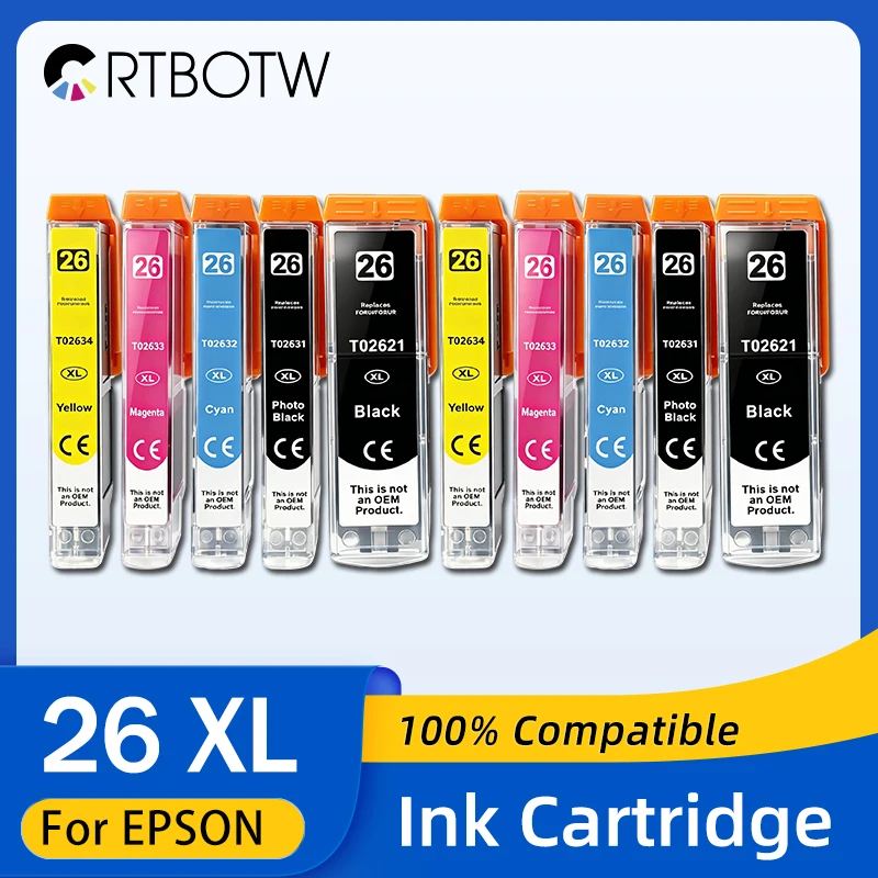 

T2621 26XL T2631-2634 Ink Cartridge Compatible For Epson XP-510 520 XP600 605 615 620 625 XP-710 XP720 XP800 XP810 XP820 Printer