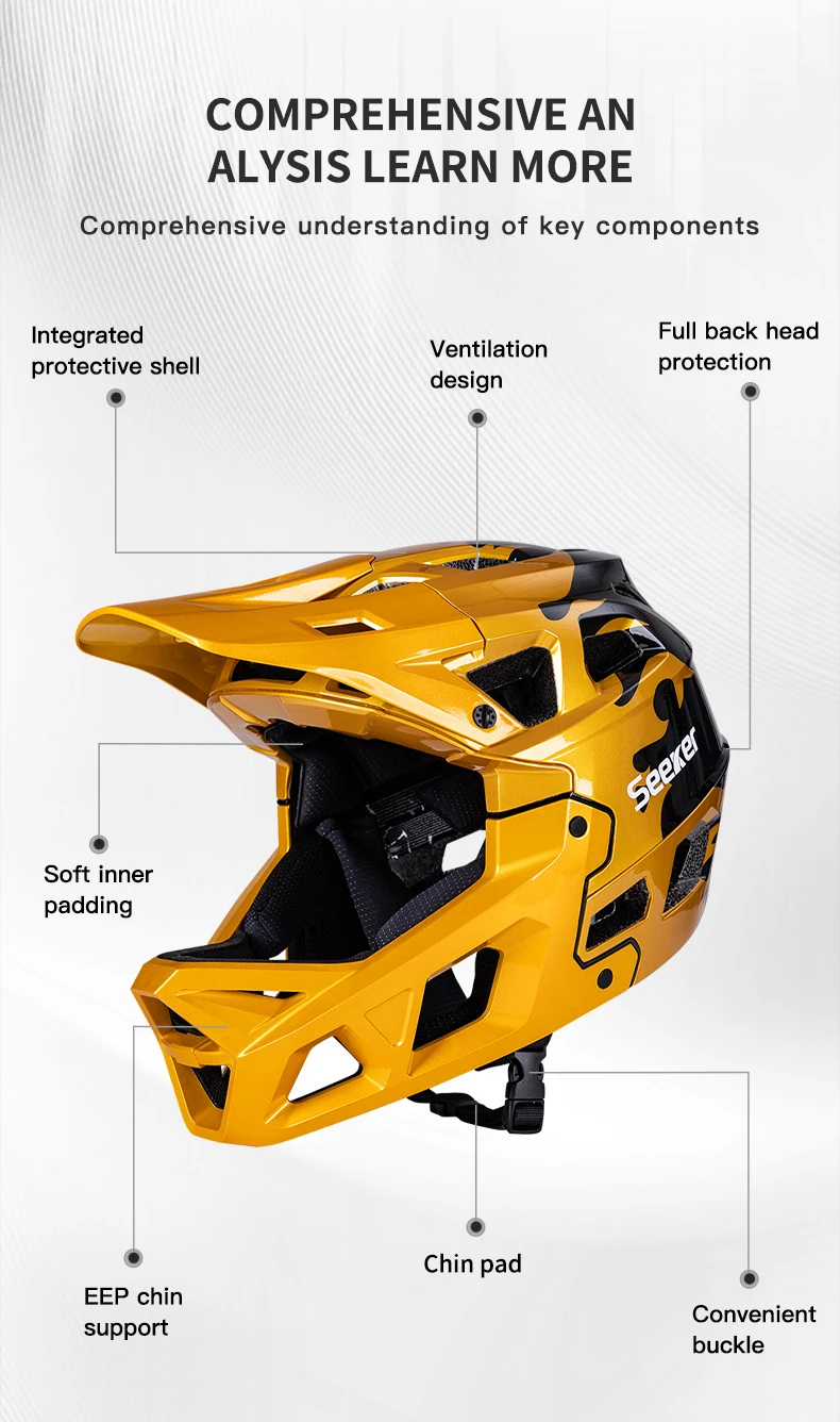 SEEKER Fahrradhelm, Renn-, Downhill-, Mountainbike- und Straßenhelm, einteiliger, vollständig abdeckender Offroad-Integralhelm – Detail 11