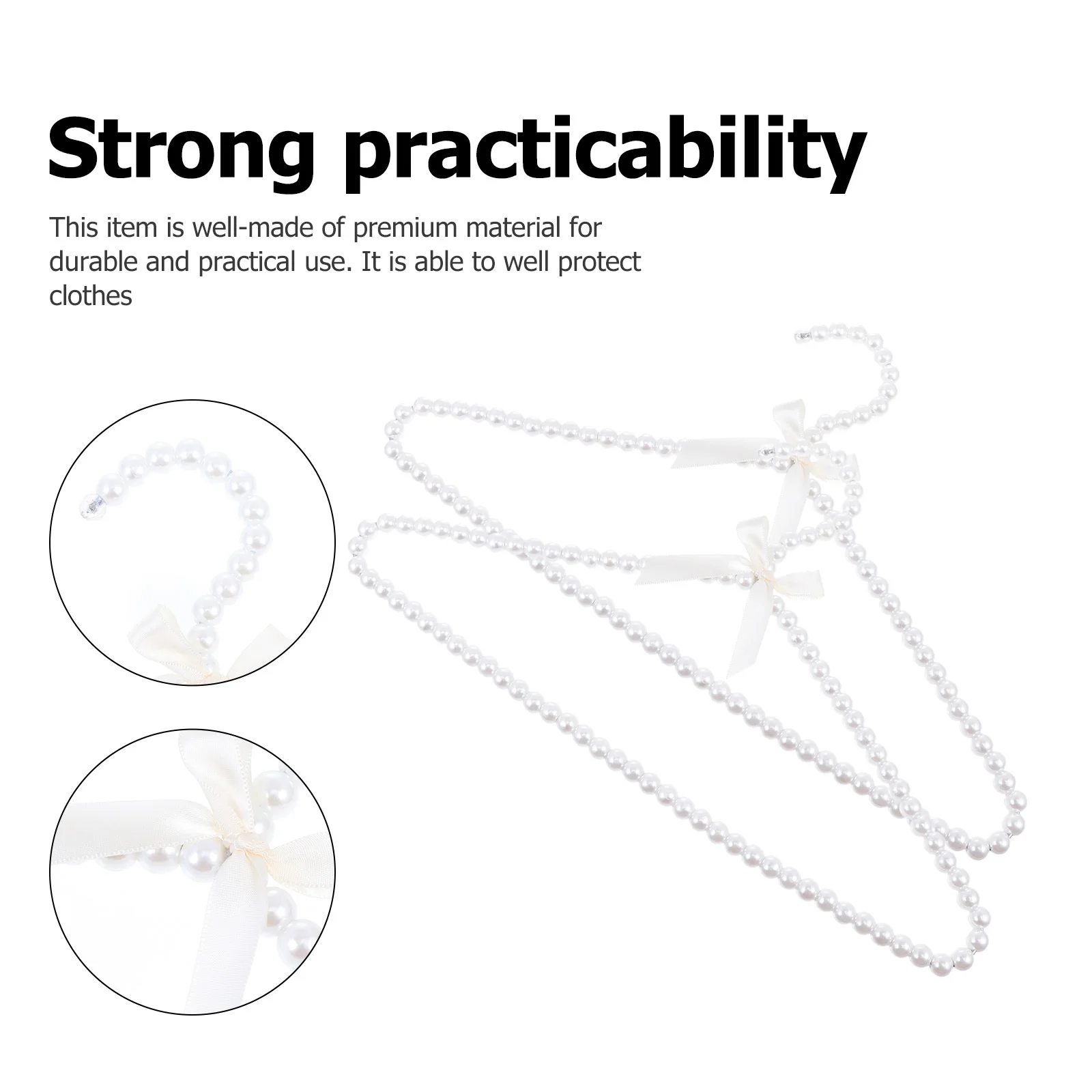 

2Pcs Pearl Bowknot Hangers Premium Non-Slip Clothes Hangers for Suits Coats Dresses Decorative Wardrobe Hanger for Home Laundry