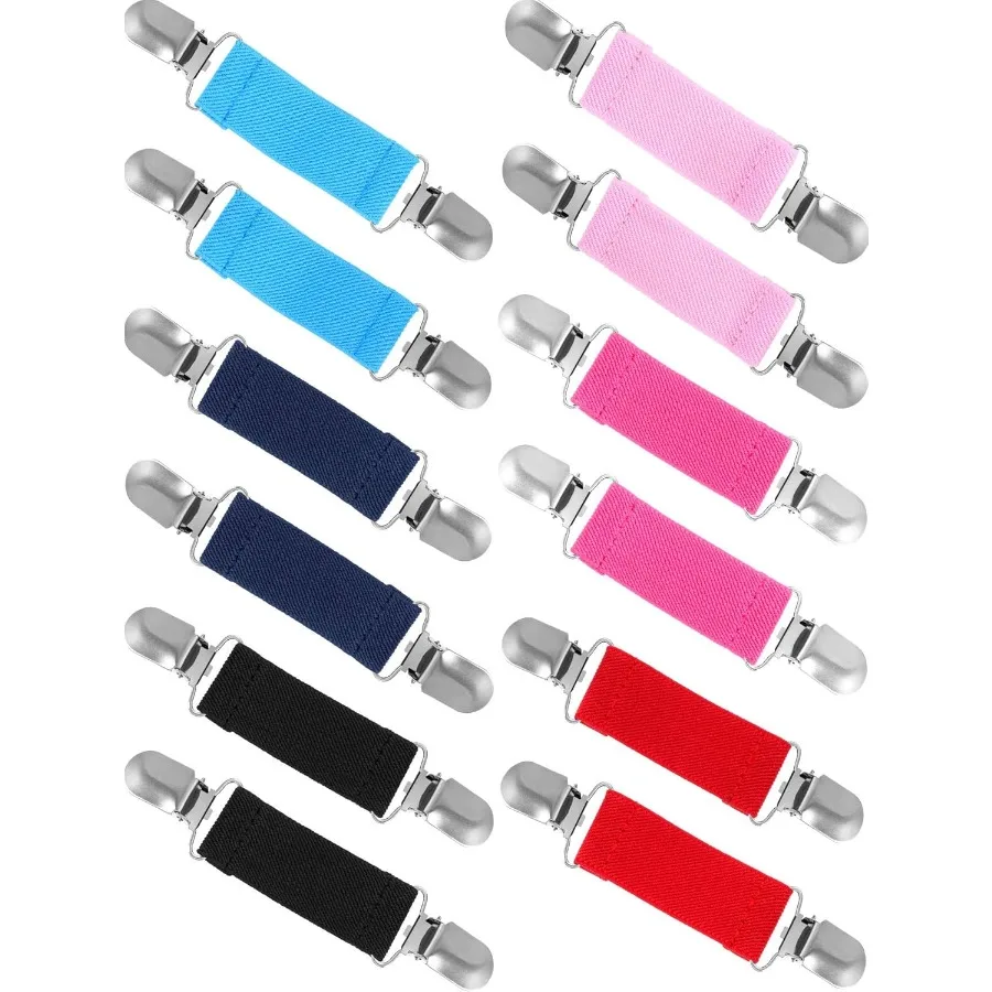 

anmai 6 Ps Mitten Clips Elastic Stainless Steel Gloves Clips for Dress Pants Sweater Shawl Hat Dog Diapers Clip