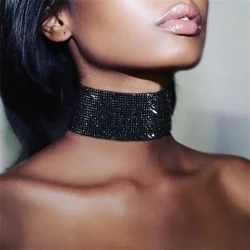 Women Shiny Chain Punk Goth Metal Choker Collar Necklace Glitter Femme Club Rave Chic Choker Necklace Jewelry Accessories