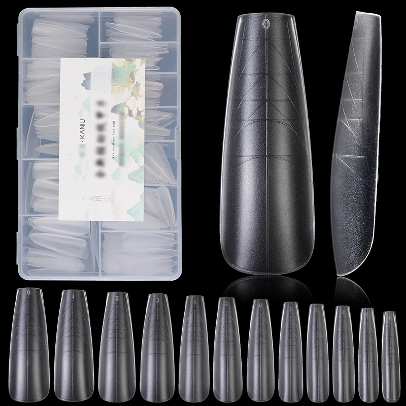 

Kaniu 1 Box Dual System Nails Tips Clear Full Cover Extension False Nail Tips For Nails UV Gel Building Mold Tips Manicure Tools