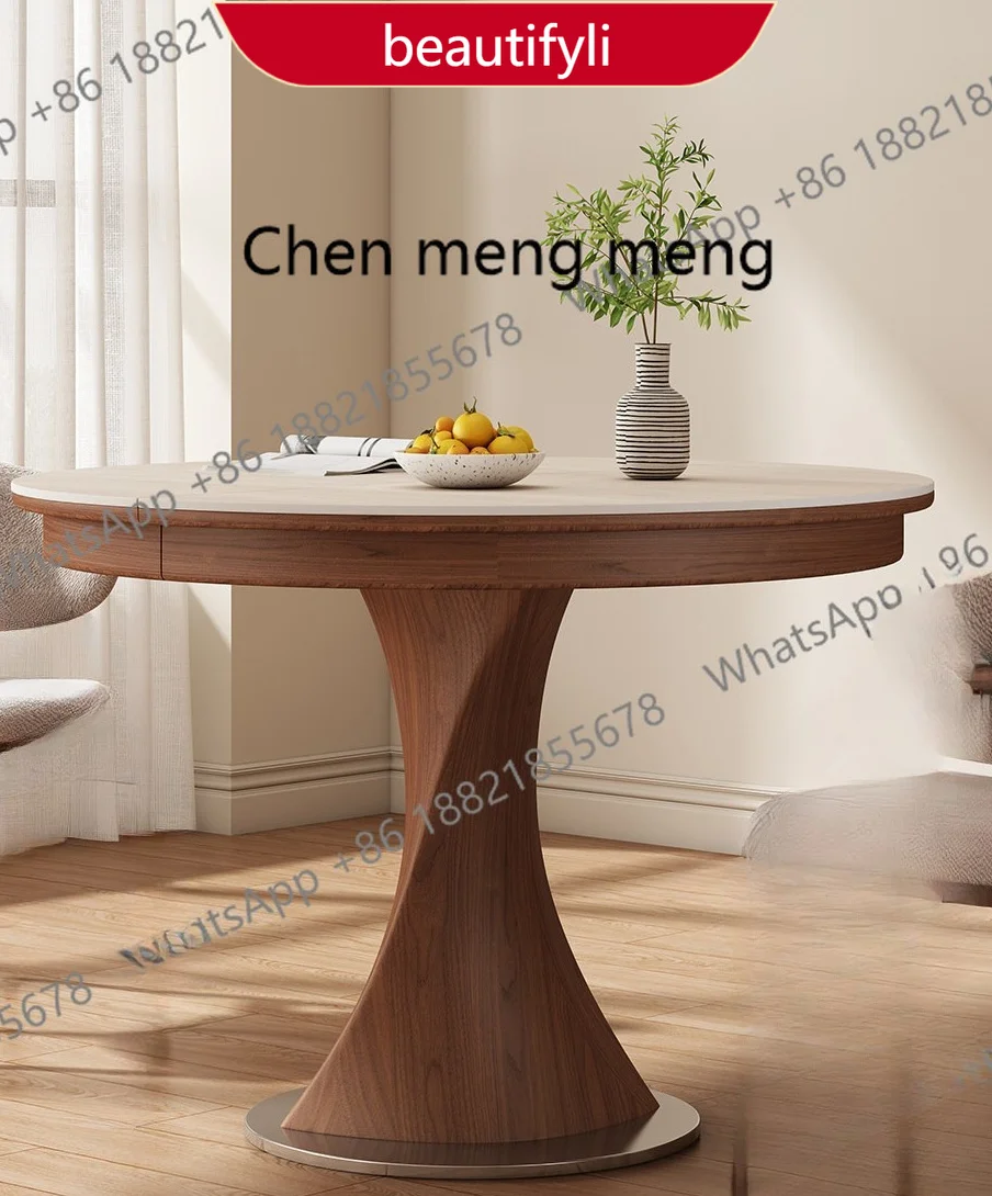 

A38 Medieval retractable folding square and round dual-purpose dining table, living room household small apartment solid wood ro