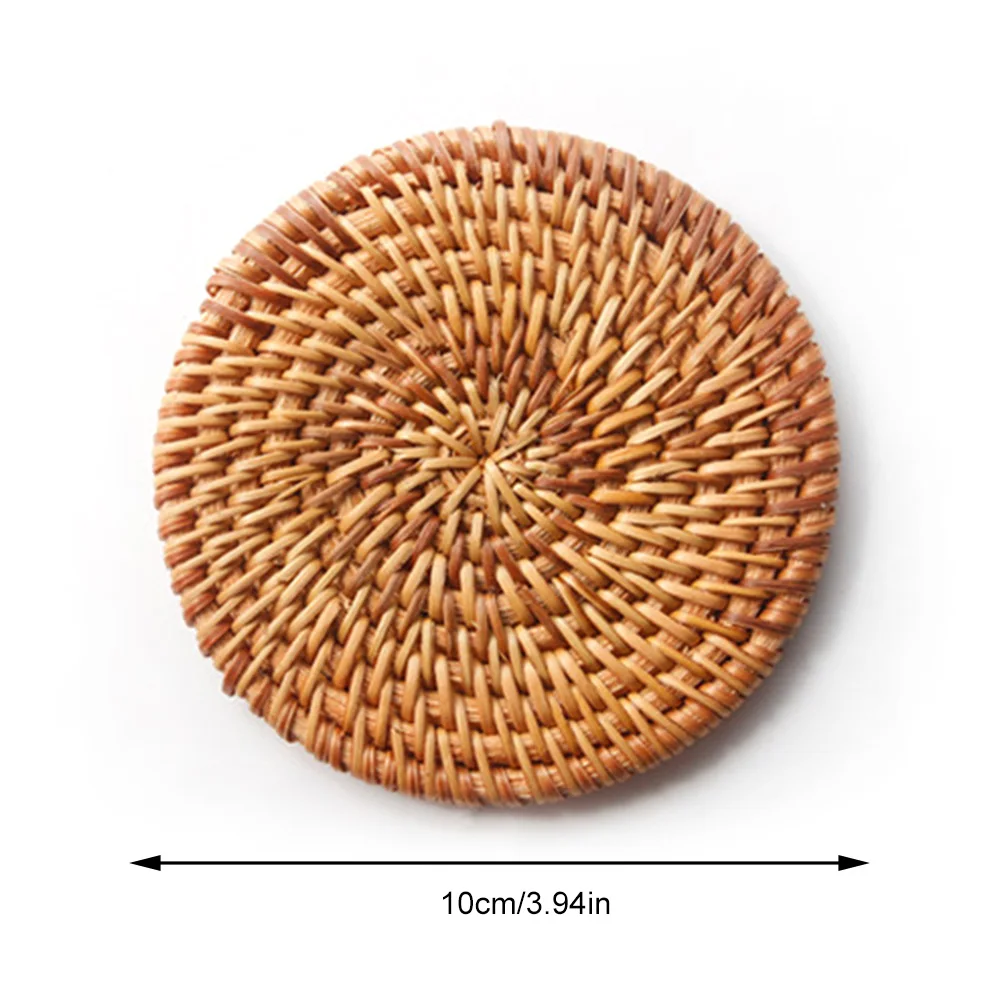 10CM 13CM Handcrafted Woven Rattan Coaster Multi-Use Heat Insulation Anti Scald Round Tea Cup Mat Pot Cushion Pad  Home Supply