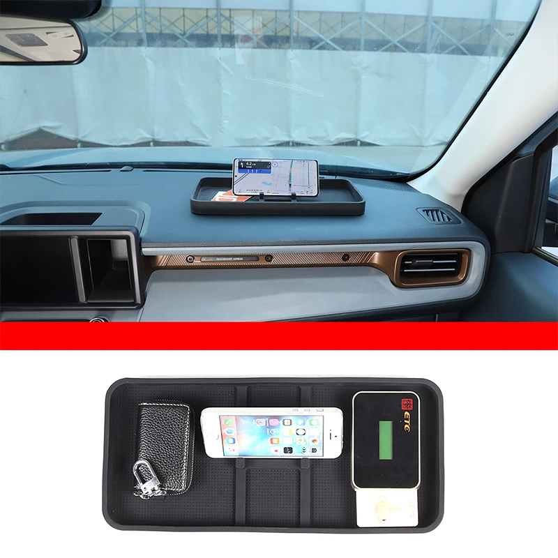 

For Ford Maverick 2022 silicone black car dashboard multi-functional storage mobile phone anti-slip mat car interior accessories