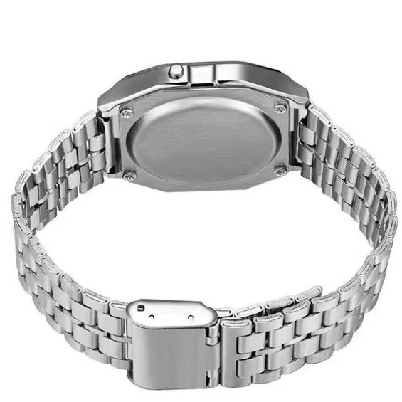 F91W Steel Band Watch for Men and Women, Multi-functional LED Digital Sports Watch