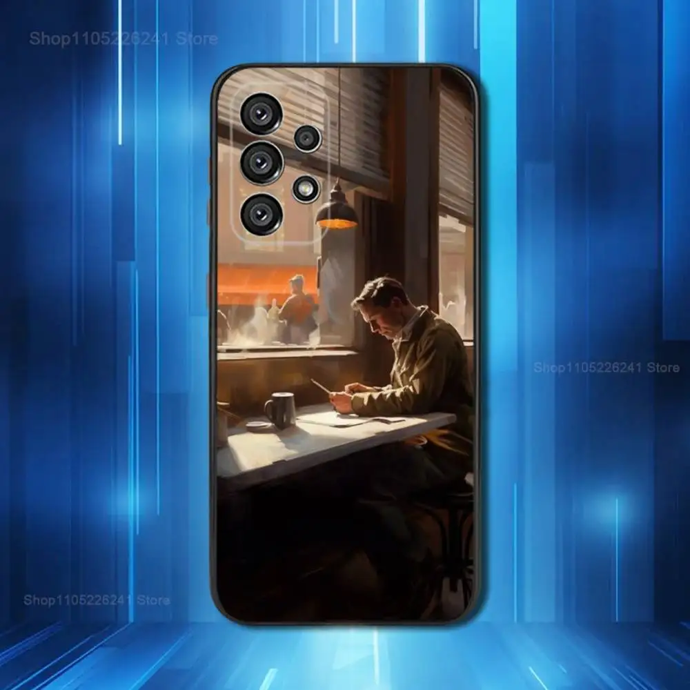 Etui na telefon Art E-Edward H-Hoppers do Samsung Galaxy A73,31,32,72,41,53,52,71,22,5G,Note,J7,8,9 Miękki czarny silikonowy pokrowiec