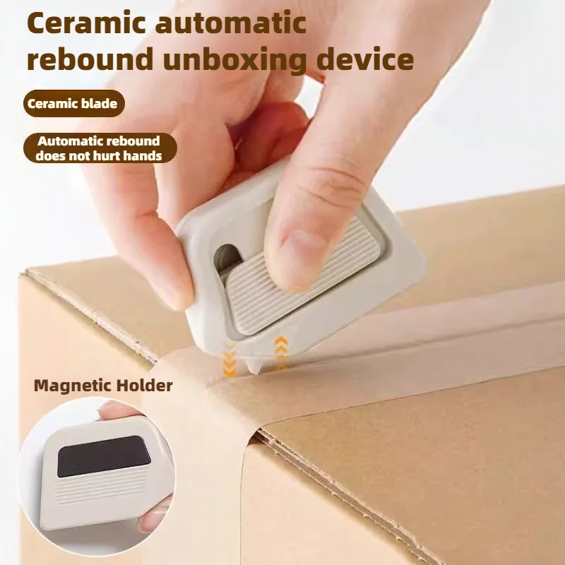 Coupe-boîte à aspiration magnétique, rebond automatique n'endommage pas les mains, le couteau de déballage en céramique est Compact et Portable