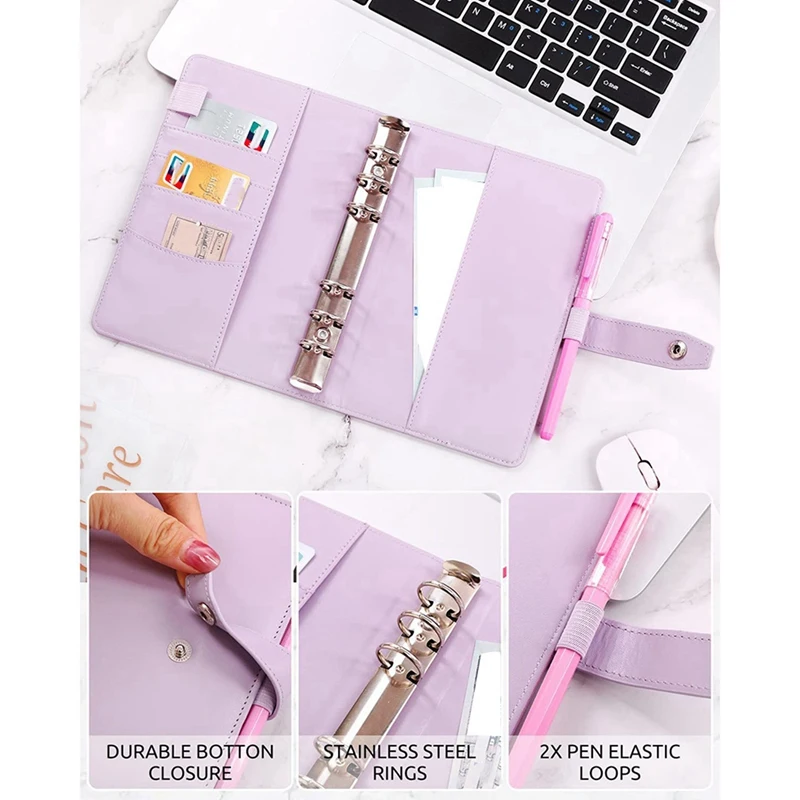 2X مجلد ميزانية مع مظاريف بسحاب، لوضع الميزانية، منظم الأموال للنقود، ورقة الميزانية لأظرف المال B